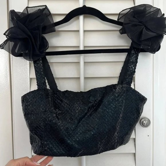 Textured Crop Top with Sleeve Detail - Picture 1 of 5